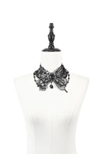 Load image into Gallery viewer, Gothic Butterfly Lace Choker with Black Beads and Gemstone ACK154