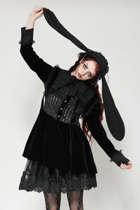 Gothic lolita rabbit ear rose lace bonnet ACP009