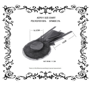 Gothic Playful Sun Hat with Pleated Rose Trim and Bow Detail ACP011