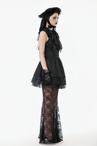 Gothic Playful Sun Hat with Pleated Rose Trim and Bow Detail ACP011