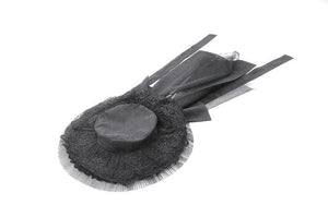 Gothic Playful Sun Hat with Pleated Rose Trim and Bow Detail ACP011