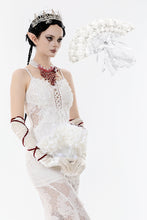 Load image into Gallery viewer, Elegant White Gothic Rose Lace Fan｜Non-foldable AFN004