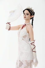 Load image into Gallery viewer, Elegant White Gothic Rose Lace Fan｜Non-foldable AFN004