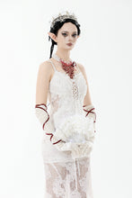 Load image into Gallery viewer, Elegant White Gothic Rose Lace Fan｜Non-foldable AFN004