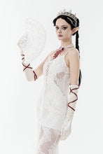 Load image into Gallery viewer, Elegant White Gothic Rose Lace Fan｜Non-foldable AFN004