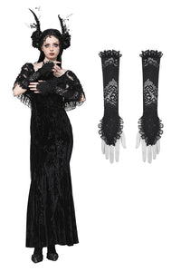 Gothic Romantic Lace Embroidered Gloves AGL026