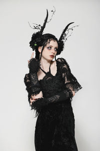 Gothic Romantic Lace Embroidered Gloves AGL026