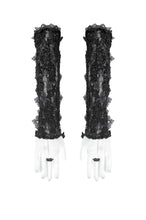 Load image into Gallery viewer, Black Gothic Lace Long Gloves with Ribbon Ties AGL029