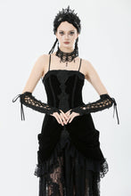 Load image into Gallery viewer, Black Gothic Lace Long Gloves with Ribbon Ties AGL029