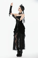 Load image into Gallery viewer, Black Gothic Lace Long Gloves with Ribbon Ties AGL029