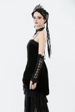 Load image into Gallery viewer, Black Gothic Lace Long Gloves with Ribbon Ties AGL029
