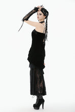 Load image into Gallery viewer, Black Gothic Lace Long Gloves with Ribbon Ties AGL029