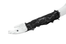 Load image into Gallery viewer, Black Gothic Lace Long Gloves with Ribbon Ties AGL029