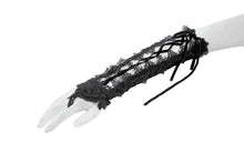 Load image into Gallery viewer, Black Gothic Lace Long Gloves with Ribbon Ties AGL029