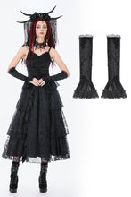 Load image into Gallery viewer, Gothic Velvet Lace Embroidered Gloves AGL030 - Gothlolibeauty