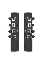 Load image into Gallery viewer, Goth Punk Matte Black Multi-Buckle Eyelet Strap Elasticated Gloves AGL032