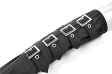 Load image into Gallery viewer, Goth Punk Matte Black Multi-Buckle Eyelet Strap Elasticated Gloves AGL032