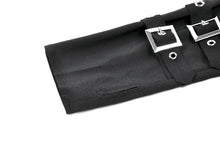 Load image into Gallery viewer, Goth Punk Matte Black Multi-Buckle Eyelet Strap Elasticated Gloves AGL032