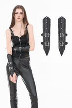 Load image into Gallery viewer, Punk Vintage Matte Leather Buckled Riveted Gauntlets AGL034BK