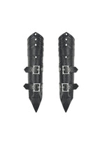 Load image into Gallery viewer, Punk Vintage Matte Leather Buckled Riveted Gauntlets AGL034BK