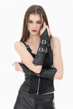 Load image into Gallery viewer, Punk Vintage Matte Leather Buckled Riveted Gauntlets AGL034BK