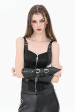 Load image into Gallery viewer, Punk Vintage Matte Leather Buckled Riveted Gauntlets AGL034BK