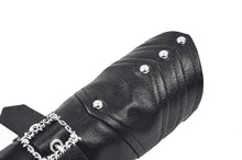 Load image into Gallery viewer, Punk Vintage Matte Leather Buckled Riveted Gauntlets AGL034BK