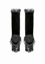 Load image into Gallery viewer, Gothic Romantic Vintage Velvet Arm Warmers with 3D Embroidered Roses AGL035