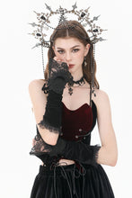 Load image into Gallery viewer, Gothic Romantic Vintage Velvet Arm Warmers with 3D Embroidered Roses AGL035