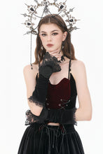 Load image into Gallery viewer, Gothic Romantic Vintage Velvet Arm Warmers with 3D Embroidered Roses AGL035