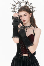 Load image into Gallery viewer, Gothic Romantic Vintage Velvet Arm Warmers with 3D Embroidered Roses AGL035