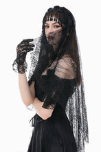 Load image into Gallery viewer, Gothic Dark-Wear Veil with Exotic Beaded Fringe AHW028