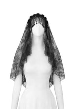 Load image into Gallery viewer, Gothic Dark-Wear Veil with Exotic Beaded Fringe AHW028