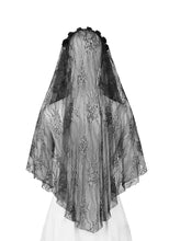 Load image into Gallery viewer, Gothic Dark-Wear Veil with Exotic Beaded Fringe AHW028