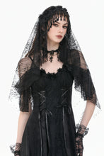 Load image into Gallery viewer, Gothic Dark-Wear Veil with Exotic Beaded Fringe AHW028