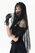 Load image into Gallery viewer, Gothic Dark-Wear Veil with Exotic Beaded Fringe AHW028