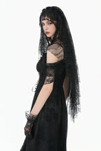 Load image into Gallery viewer, Gothic Dark-Wear Veil with Exotic Beaded Fringe AHW028