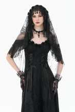 Load image into Gallery viewer, Gothic Dark-Wear Veil with Exotic Beaded Fringe AHW028