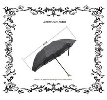 Load image into Gallery viewer, Black embroidery telescopic umbrella AUM014