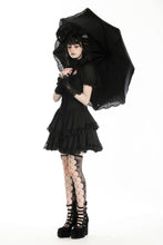 Load image into Gallery viewer, Black embroidery telescopic umbrella AUM014