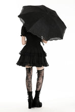 Load image into Gallery viewer, Black embroidery telescopic umbrella AUM014