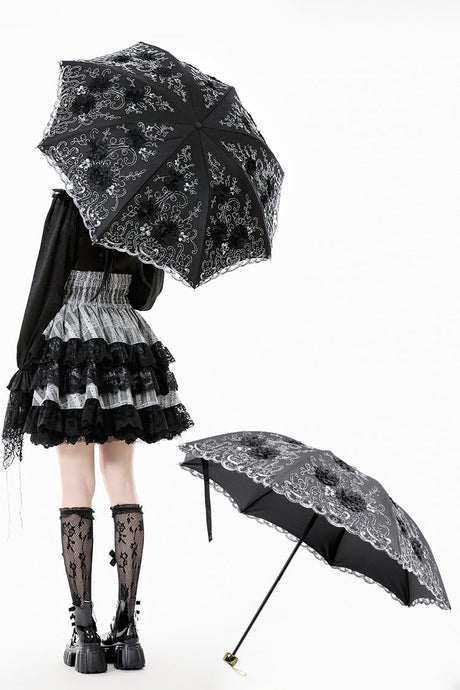 Lolita Elegant Embroidered Double-Layer Folding Parasol AUM015