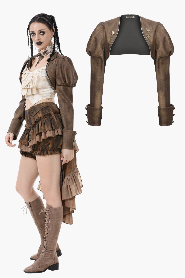 Steampunk Vintage Metal Detail Shoulder Cape BW164