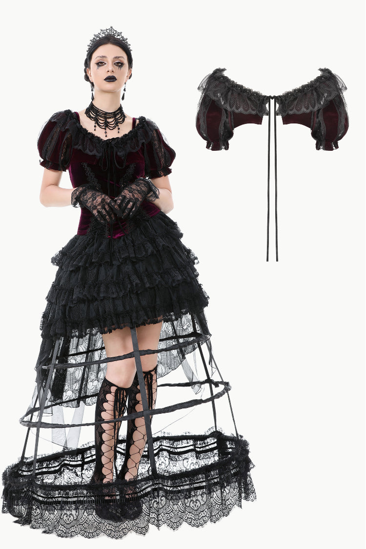 Gothic Black-red Thorn Rose Princess Capelet BW165