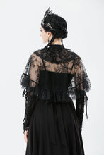 Load image into Gallery viewer, Gothic Lace Overlay Cape | Double Button Collar | Embroidered Lace Edging BW167