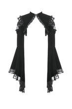 Load image into Gallery viewer, Gothic Revival Velvet Shrug with High Neck, Lace-Cutout Shoulders and Flared Ruffle Sleeves BW172