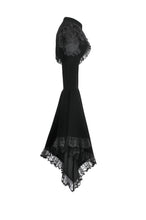 Load image into Gallery viewer, Gothic Revival Velvet Shrug with High Neck, Lace-Cutout Shoulders and Flared Ruffle Sleeves BW172