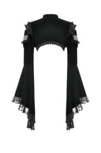 Load image into Gallery viewer, Gothic Revival Velvet Shrug with High Neck, Lace-Cutout Shoulders and Flared Ruffle Sleeves BW172