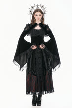 Load image into Gallery viewer, Gothic Revival Velvet Shrug with High Neck, Lace-Cutout Shoulders and Flared Ruffle Sleeves BW172