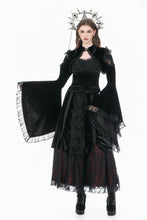 Load image into Gallery viewer, Gothic Revival Velvet Shrug with High Neck, Lace-Cutout Shoulders and Flared Ruffle Sleeves BW172